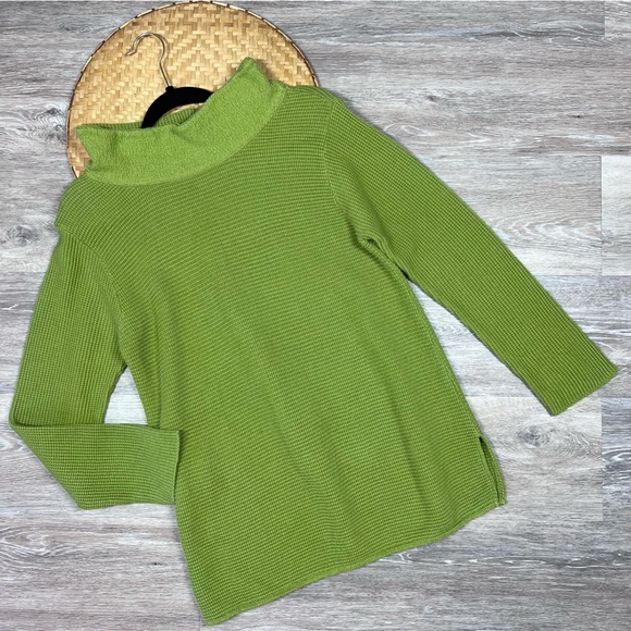 margaret winters Sweaters - Margaret winters green knit lagenlook sweater mock neck